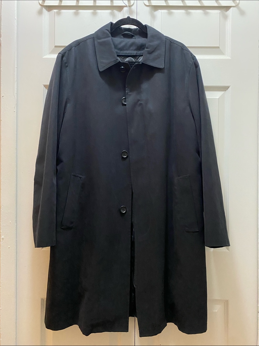 London Fog Signature Black Overcoat NWOT 40R Zip-Out Quilted Liner